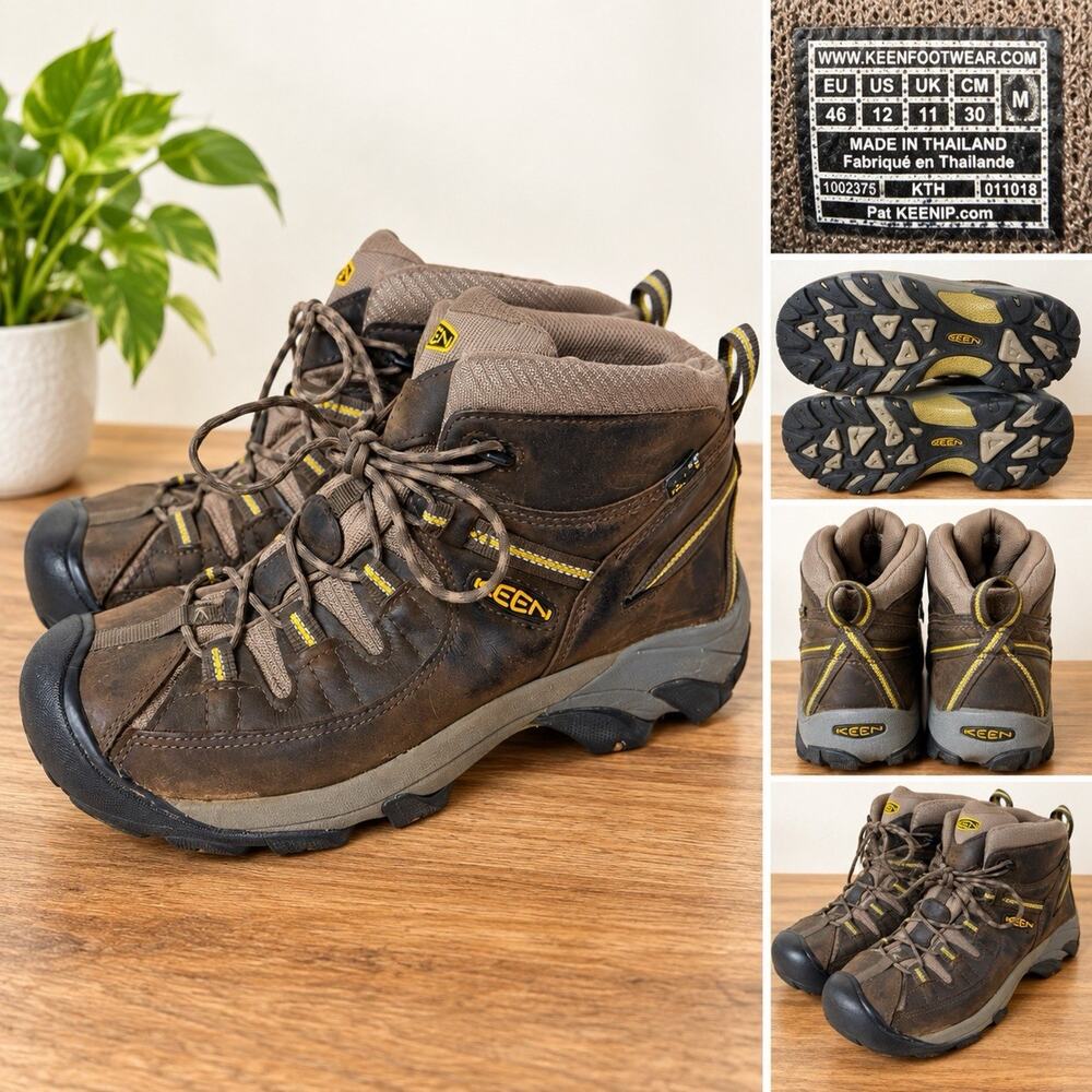KEEN Targhee II Mid Waterproof Hiking Boots Men’s 12 Brown Leather Trail Shoes